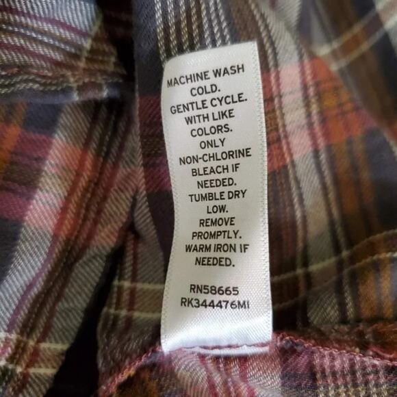 Melrose & Market Plaid Long Sleeve Button Down Blouse Womens Size M Brown Tan - Picture 9 of 9